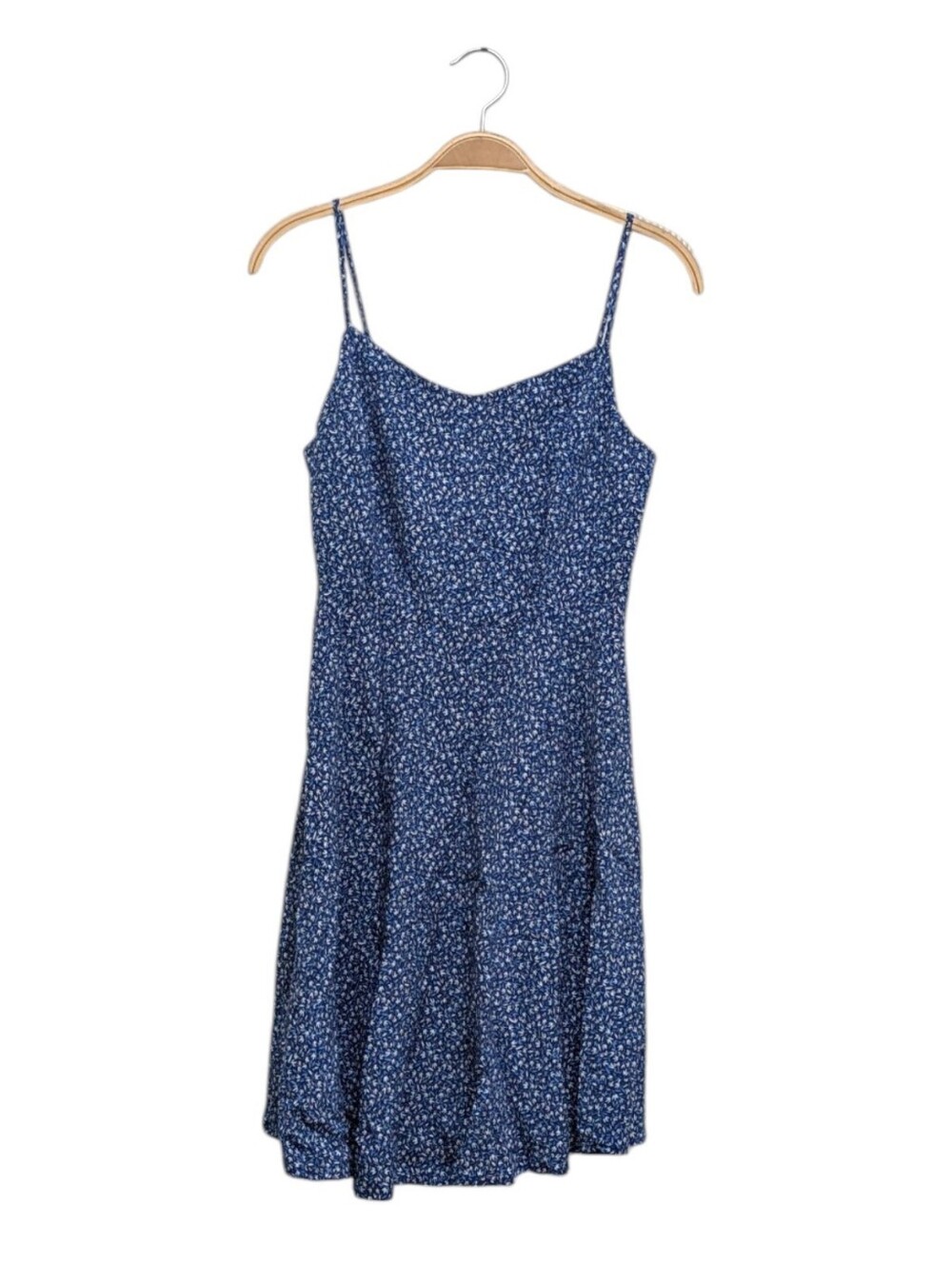 Old Navy Blue Floral Fit and Flare Spaghetti Strap Dress Medium